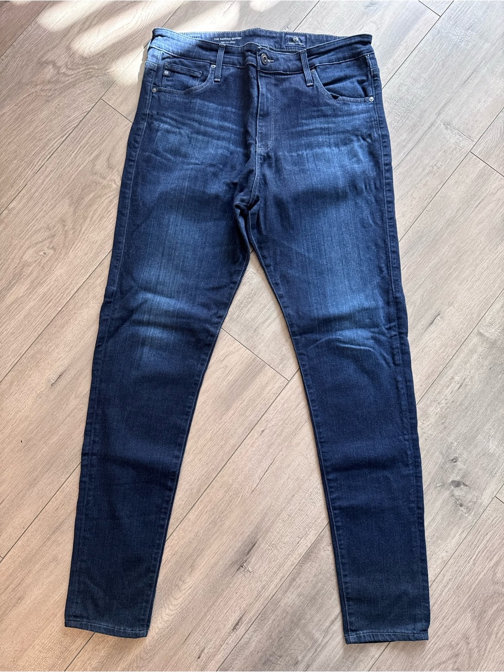 Ag Adriano Goldschmied 32R Farrah High Rise Skinny Jeans Dark Blue Y2K